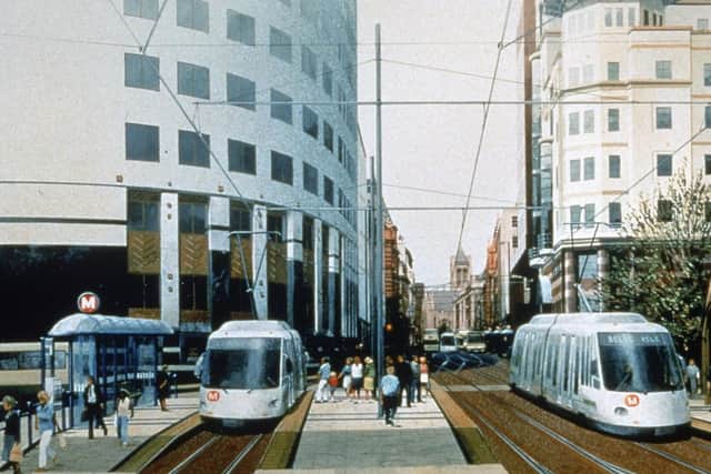 An artist's impression of the Leeds Supertram that was never built.