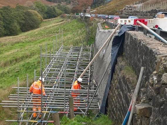 Work on the A59 at Kex Gill in 2018