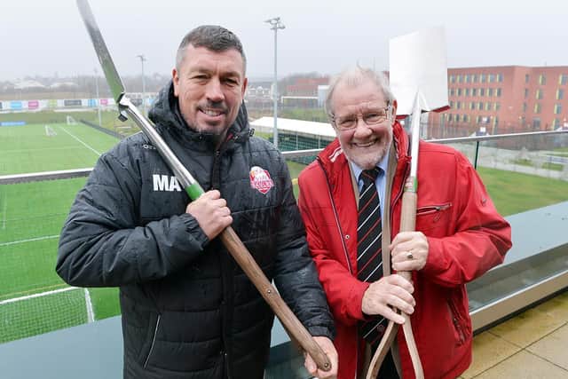 Mark Aston of Sheffield Eagles and Richard Caborn breaking ground on the new stadium at Olympic Legacy Park last year.