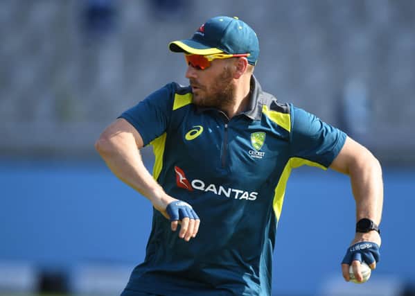 Aaron Finch during an Australia net session at Old Trafford, Manchester. Finch has signed for Northern Superchargers in 2021 (Picture: PA)