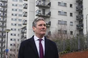 Labour leader Sir Keir Starmer during a visit to Albert House, Woolwich, London, which has cladding that since the Grenfell disaster has been deemed un-safe