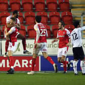 Rotherham United's Michael Ihiekwe celebrates with team-mates after scoring. Picture: PA
