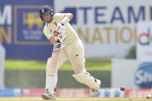 England's Joe Root on his way to a century against Sri Lanka in the second Test match in Galle last month. Picture courtesy of Sri Lankan Cricket (via ECB)