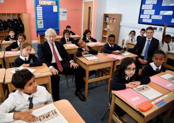 Boris Johnson and Gavin Williamson during a visit to a school prior to the first lockdown.