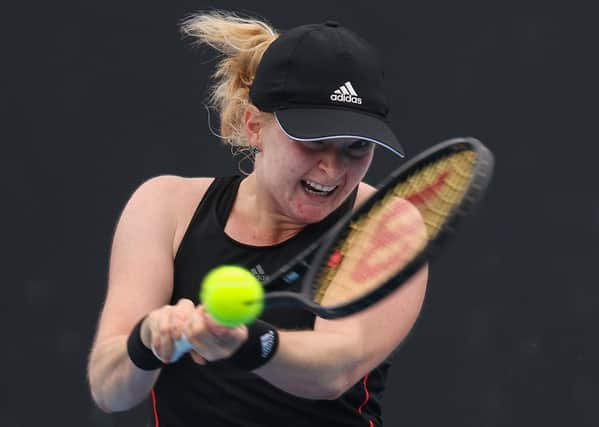 BIG TIME: Bradford-born Francesca Jones plays a backhand against Nadia Podoroska in the WTA 500 Yarra Valley Classic at Melbourne Park earlier this week. Picture: Jonathan DiMaggio/Getty Images