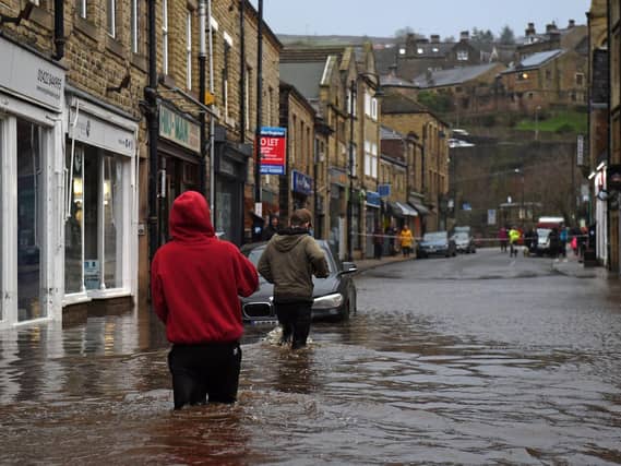 Hebden Bridge was badly hit by Storm Ciara in February 2020. Pic by Oli Scarff for AFP via Getty Images