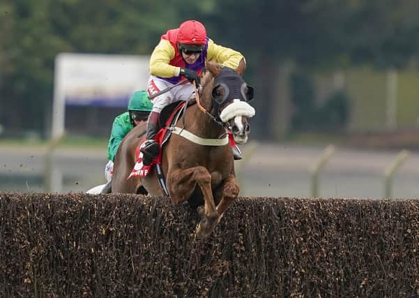 Native River ridden by Richard Johnson clear the last to win The Virgin Bet Cotswold Chase at Sandown Park.
