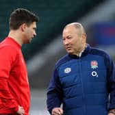 My fault: England head coach Eddie Jones (right) speaks to Ben Youngs prior to the shock Guinness Six Nations defeat to Scotland. Picture: David Davies/PA Wire.