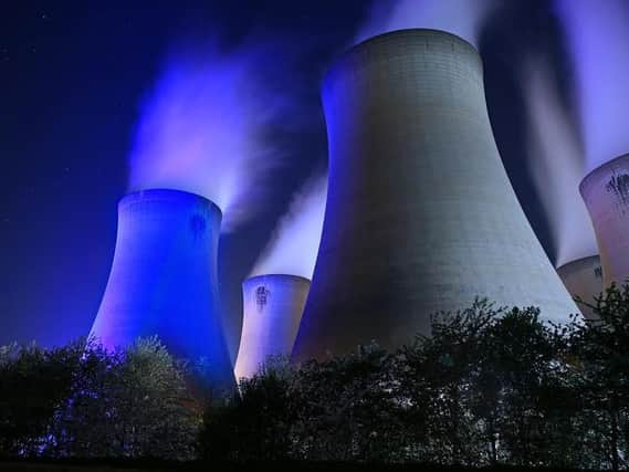 Drax showed its support for the NHS by turning its cooling towers blue