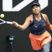 Japan's Naomi Osaka makes a forehand return to Russia's Anastasia Pavlyuchenkova during their first round match in Melbourne. Picture: AP/Rick Rycroft