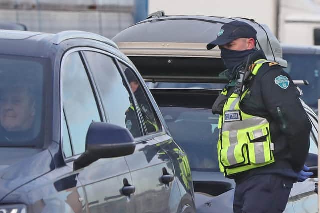 A customs officer carries out spot checks at Dublin's port.