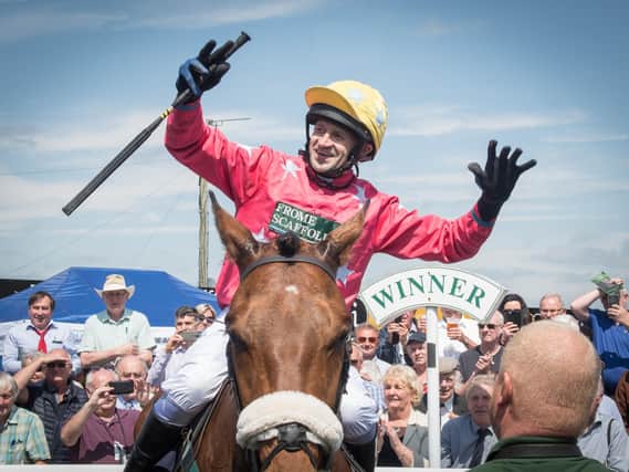Former top jump jockey Andrew Thornton wins on Amirr at Uttoxeter, one of his last races before retiring from the sport to become a racing pundit