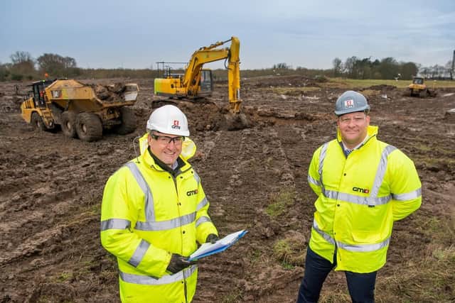 GMI Construction Contracts Manager Mike Kershaw, left, and Divisional Chief Executive Lee Powell at the site of the Siemens rail facility in Goole.