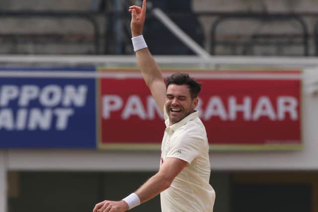 James Anderson of England celebrates the wicket of Rishabh Pant of India during day five of the first test match (
Picture: Pankaj Nangia/ Sportzpics for BCCI)