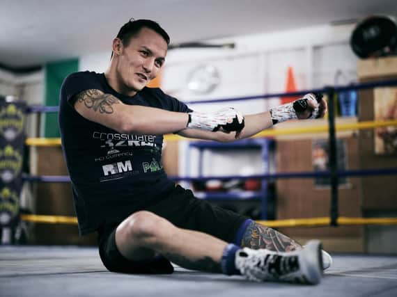 ALL SMILES: Josh Warrington trains ahead of his bout with Mauricio Lara. Picture: Mark Robinson/Matchroom Boxing