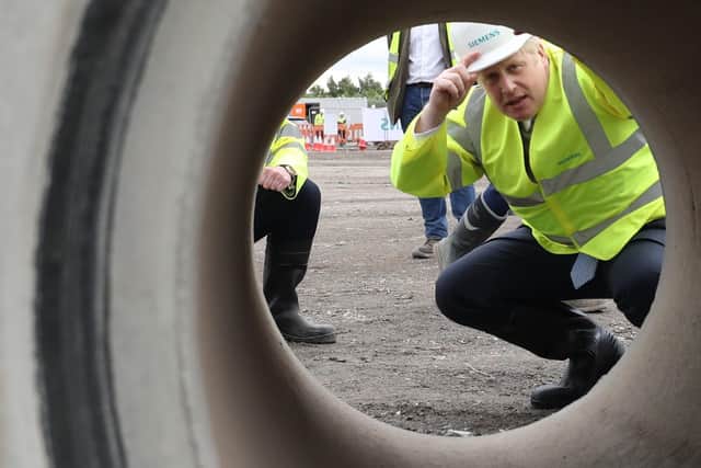 Boris Johnson during a visit to the Siemens rail plant at Goole last year.
