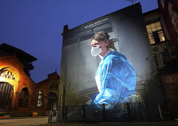 Nominate your key worker hero for a special Michelin-starred treat. A mural depicting NHS nurse Melanie Senior, based on a photograph by Johannah Churchill, which The National Portrait Gallery commissioned artist Peter Barber to create in Manchester's Northern Quarter Photo by Christopher Furlong/Getty Images)