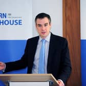 Ex-Northern Powerhouse Minister James Wharton speaking at TD Direct Investing in Leeds.
5th Febuary 2016.
Picture : Jonathan Gawthorpe
