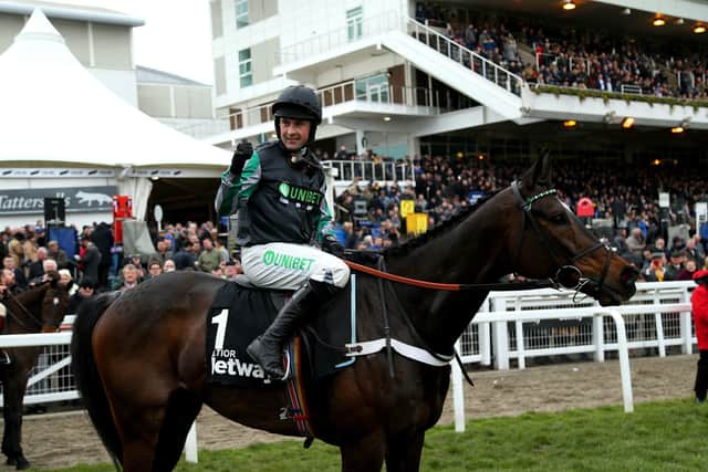 Nico de Boinville and Altior after the 2019 Queen Mother Champion Chase.