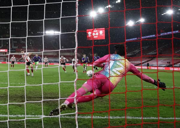 Sheffield Unted's Billy Sharp scores the winning goal from the penalty spot. Picture: Simon Bellis/Sportimage
