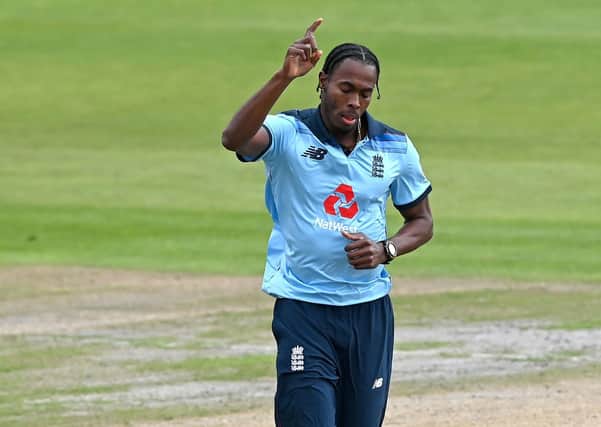 Out: England fast bowler Jofra Archer has been ruled out of the second Test against India with an elbow injury. Picture:  Shaun Botterill