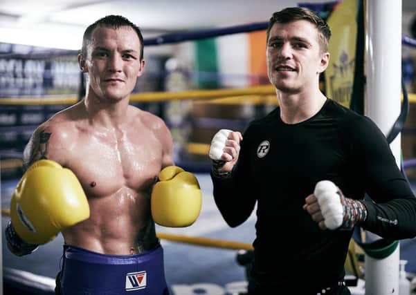 Wembley fighters: Reece Mould, right, with Josh Warrington. 
Picture: Courtesy of Matchroom Boxing/Mark Robinson