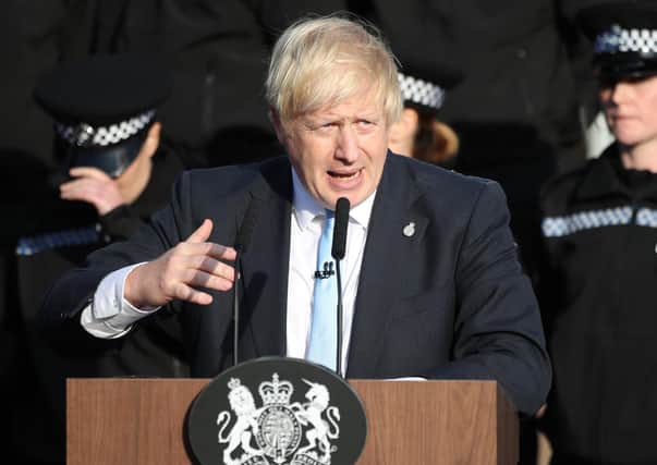 Boris Johnson during a visit to West Yorkshire Police's training centre in September 2019.