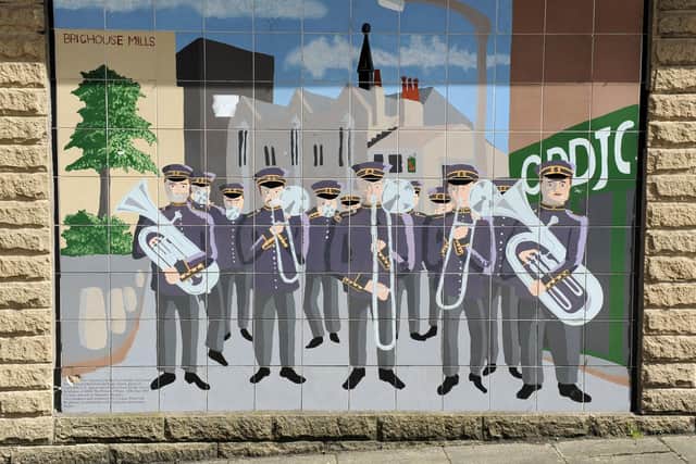 A mural tribute to Brighouse's brass banding history. Picture: Bruce Rollinson.