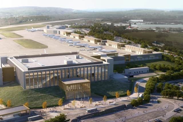 An artist's impression of what Leeds Bradford Airport's new terminal would look like.