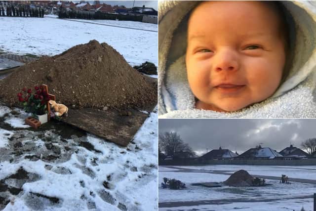 Three-month-old Oliver's grave was covered in soil by a "callous and heartless" gravedigger (photo: SWNS)