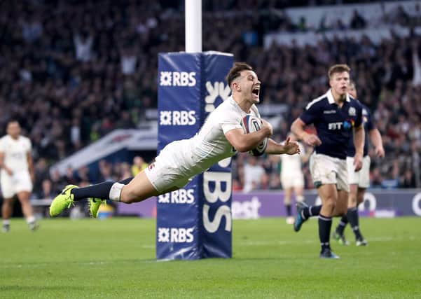 OVER THE LINE: England's Danny Care scores England's seventh try against Scotland in the Six Nations match at Twickenhamin 2017. Picture: Andrew Matthews/PA