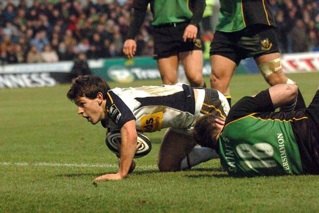 THE GOOD OLD DAYS: Danny Care goes over for a late try for Leeds Tykes against Northampton back in 2006. Picture: Jonathan Gawthorpe.