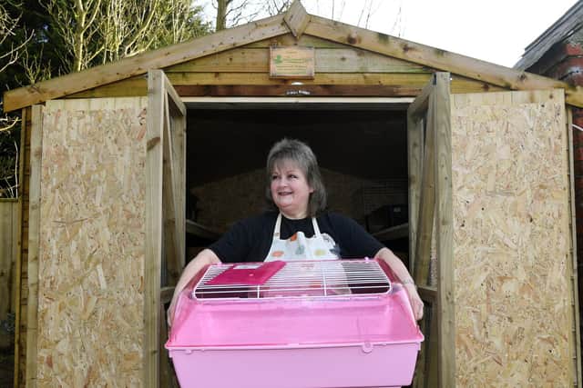 Lucy Felgate-Baumberg at Lucky Hedgehog Rescue at Grimston outside the currently empty "maternity ward" in the garden  Jonathan Gawthorpe