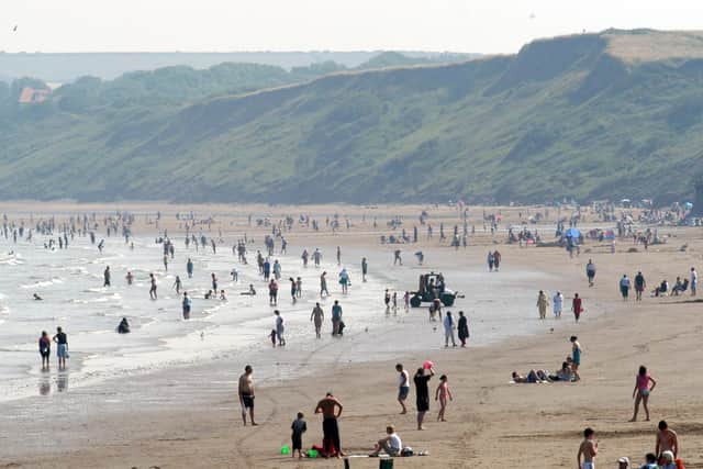 Filey beach usually looks like this, one of Yorkshire's finest sandy beaches. But it's undergone a transformation ...