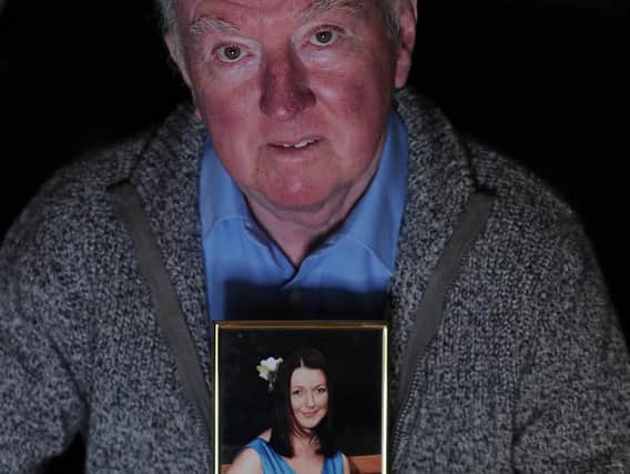 Peter Lawrence is pictured with a photograph of his missing daughter, Claudia, on the 10th anniversary of her disappearance. She was last seen near her home in York in March 2009, but despite a major police inquiry, no trace of her has ever been found. (Picture: Simon Hulme.)