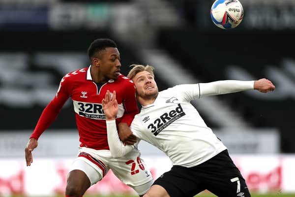 MATCH ACTION: Derby County 2-1 Middlesbrough. Picture: PA Wire.