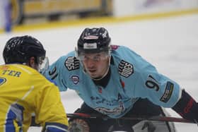 BACK IN THE GAME: Nathan Salem returned to action for Sheffield Steeldogs almost a year on since his last appearance for them. Picture courtesy of Cerys Molloy.