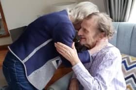Colin 75 and Jane Bagshaw, 72, reunited after months apart. Photo: Anchor Hanover