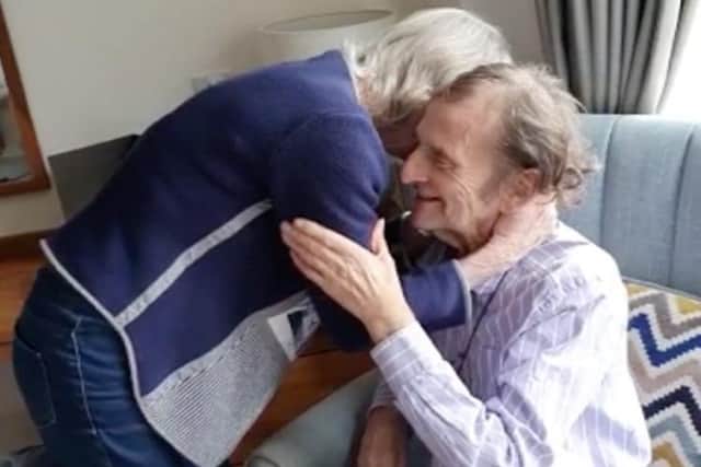 Colin 75 and Jane Bagshaw, 72, reunited after months apart. Photo: Anchor Hanover