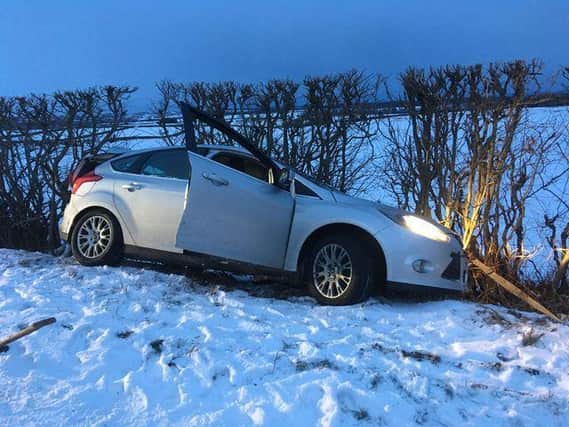Andrea Hayes' car left the road on an ungritted route