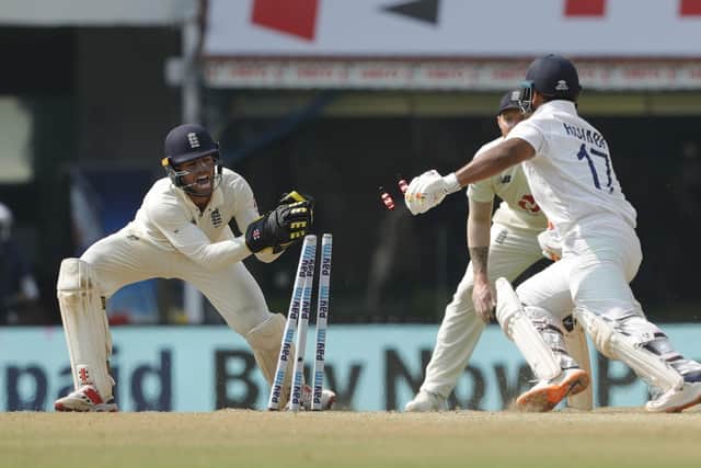Ben Foakes of England stumping out of Rishabh Pant of (WK) India during day three of the second  test match between India and England  (Picture: Saikat Das / Sportzpics for BCCI)