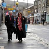 Former Shadow Chancellor John McDonnell with Thelma Walker in her constituency of Colne Valley, which she lost at the 2019 General Election to Conservative Jason McCartney. Pic: Tony Johnson