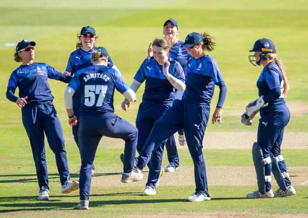 SO CLOSE: Northern Diamonds' Katie Levick celebrates the wicket of the Southern Vipers's Carla Rudd. in last year's Rachael Heyhoe Flint Trophy Final at Edgbaston. Picture by Allan McKenzie/SWpix.com