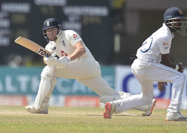 A MAN FOR ALL FORMATS: Jonny Bairstow sweeps to leg side on day four of the second Test match between Sri Lanka and England at Galle.Picture courtesy of Sri Lanka Cricket (via ECB. January 25 2021
