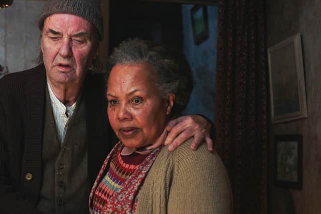 Cleo Sylvestre as Anne Chapman in All Creatures Great and Small, pictured with co-star Dave Hill. Picture: Channel 5. Anne's story was partly inspired by that of Cleo's mother, Laureen Goodare, who was born in Hull.