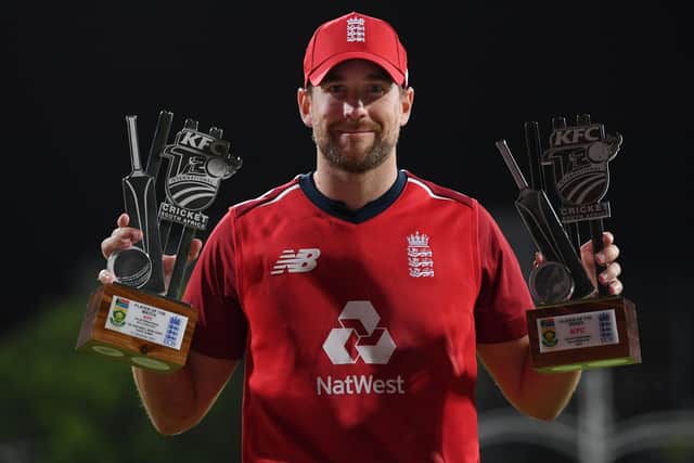 Dawid Malan of England with his Player of the Match and Player of the Series awards at the end of the 3rd Twenty20 International between South Africa and England at Newlands Cricket Ground on December 01, 2020 in Cape Town. (Picture: Shaun Botterill/Getty Images)