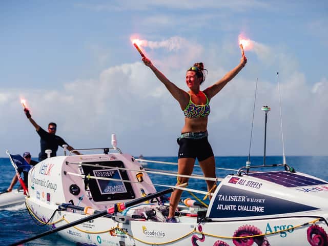 Handout photo issued by Atlantic Campaigns of Jasmine Harrison after completing the Talisker Whisky Atlantic Challenge after arriving at Antigua, West Indies.  Atlantic Campaigns/Penny Bird/PA Wire