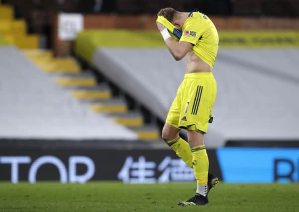 Dejected: Sheffield United goalkeeper Aaron Ramsdale. Pictures: PA