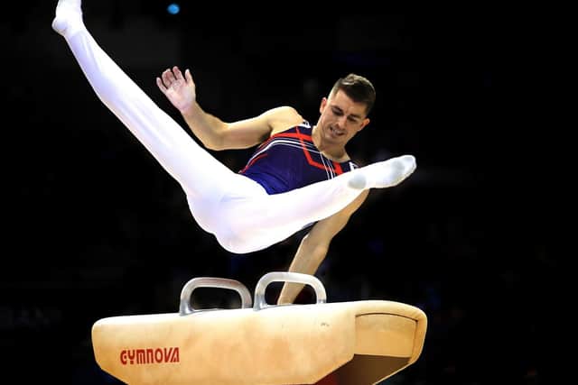 Pictured, Max Whitlock,  during the Gymnastics British Championships in 2019 at the M&S Bank Arena, Liverpool.  Photo credit: Peter Byrne/PA Wire