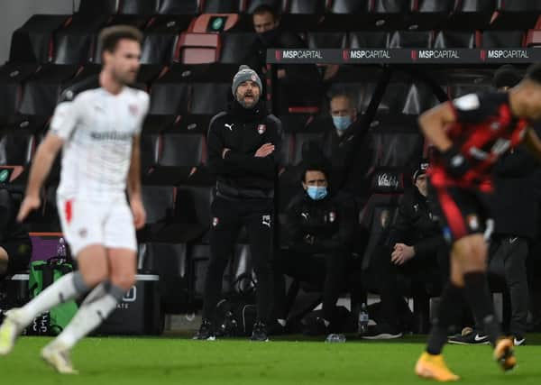 KEEPING THE FAITH: Rotherham United manager Paul Warne shouts encouragement in last week's Championship clash against Bournemouth at Vitality Stadium. Picture: Mike Hewitt/Getty Images